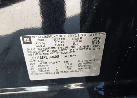 2018 GMC Terrain Denali z USA, uszkodzony, nr VIN 3GKALSEX6JL315763